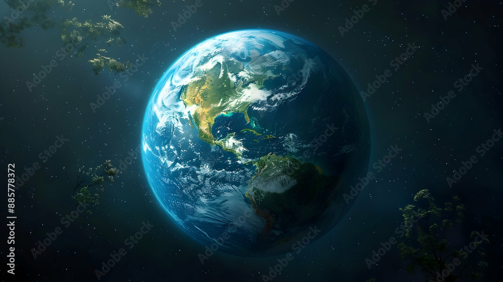 Fototapeta premium A futuristic solar planet with advanced terraforming technology creating new ecosystems