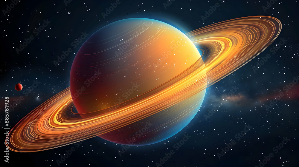 Naklejka premium A solar planet shown in a detailed vector graphic for scientific education