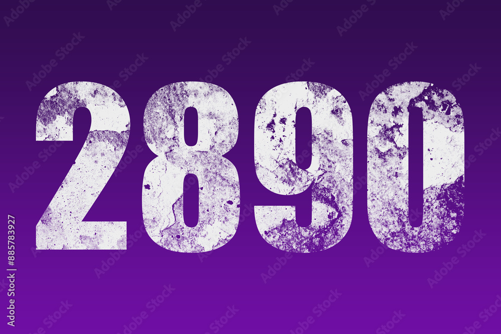 flat white grunge number of 2890 on purple background. flat white grunge number of 2890 on purple background.
