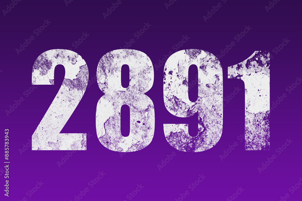 flat white grunge number of 2891 on purple background. flat white grunge number of 2891 on purple background.