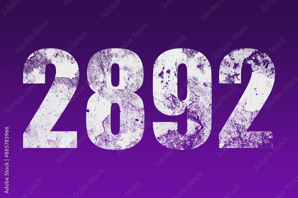 flat white grunge number of 2892 on purple background. flat white grunge number of 2892 on purple background.
