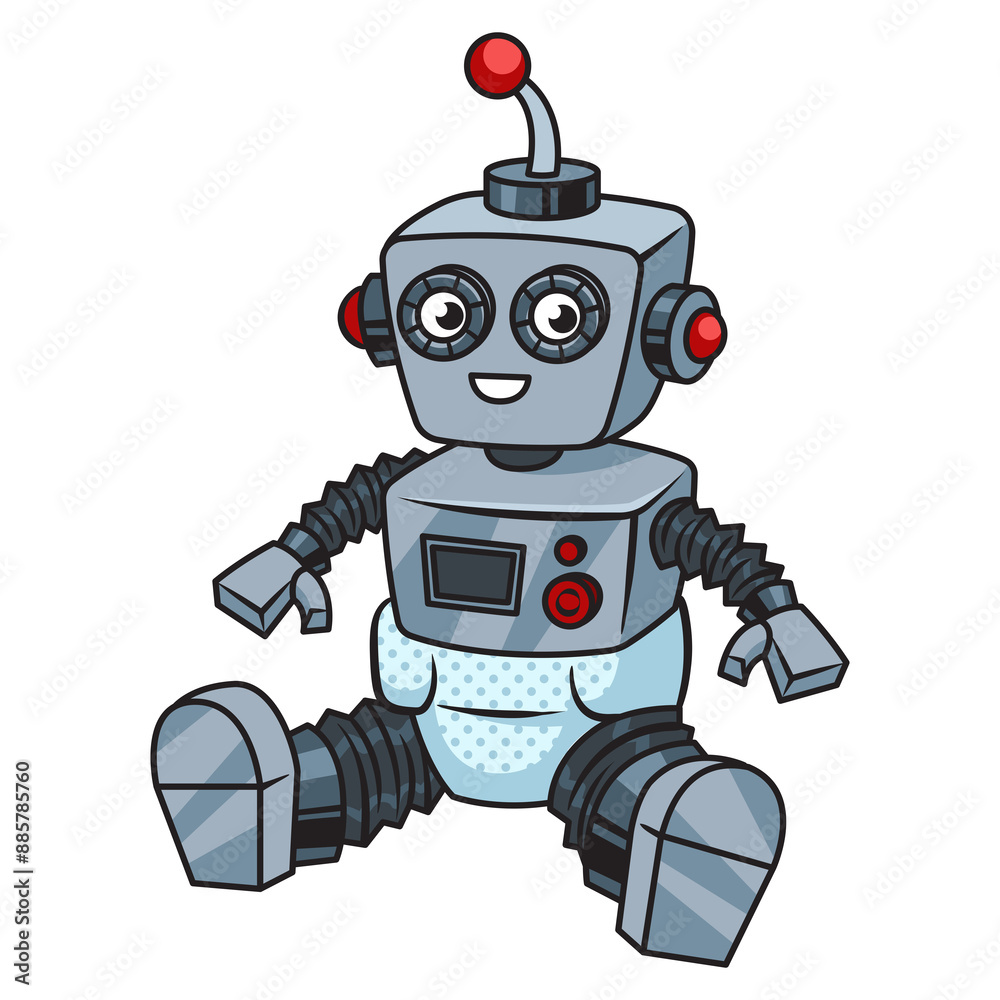 robot baby in diapers pinup pop art retro PNG illustration. Comic book style imitation. robot baby in diapers pinup pop art retro PNG illustration. Comic book style imitation.