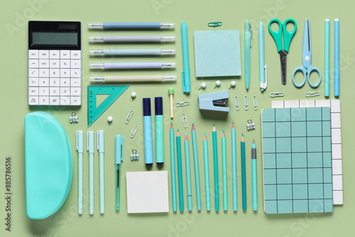 Flat lay of school and offi...