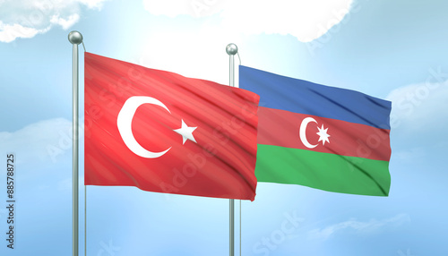 Turkey and Azerbaijan Flag Together A Concept of Relations