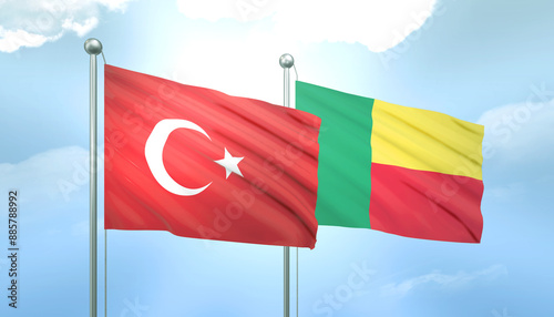 Turkey and Benin Flag Together A Concept of Relations photo