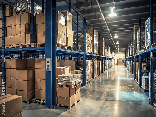 boxes stacked on a distribu...