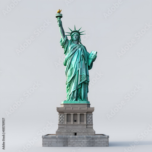 Obraz na płótnie Statue of Liberty Iconic Landmark on Transparent Background w salonie