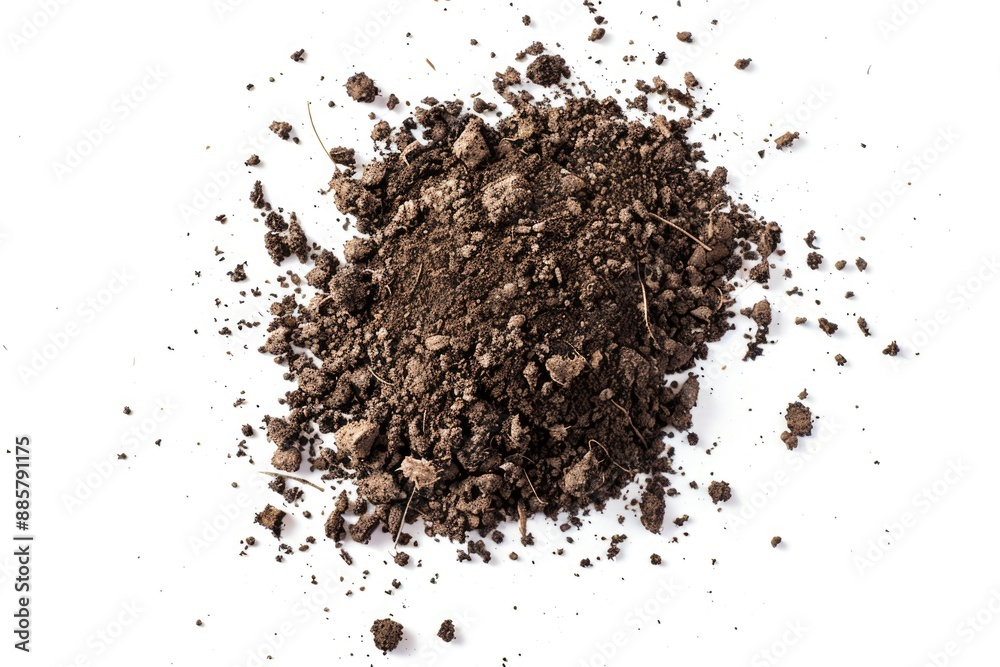 A small pile of earth sits atop a clean, white surface A small pile of earth sits atop a clean, white surface