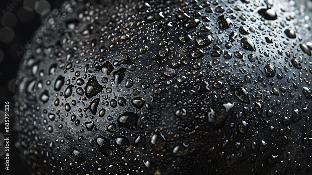 Black Surface with Water Drops - Macro Photography Black Surface with Water Drops - Macro Photography