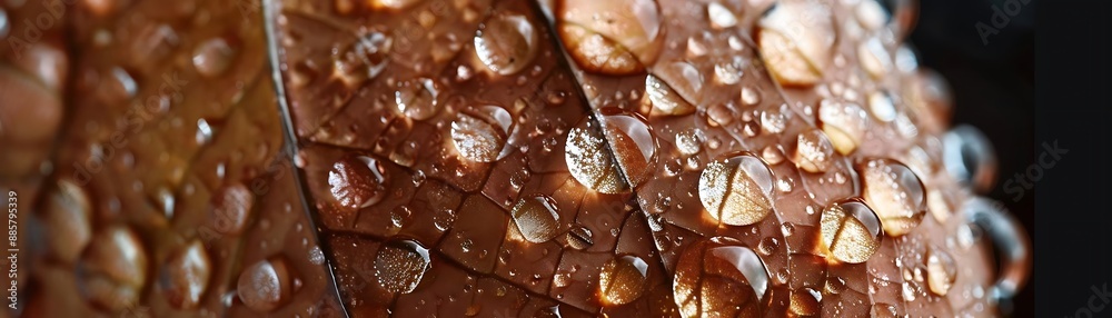 Macro Photography of Water Drops on a Brown Leaf Macro Photography of Water Drops on a Brown Leaf