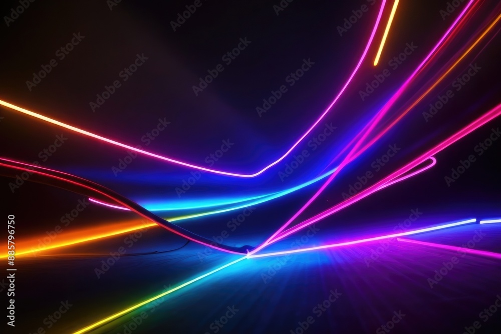 Colorful neon lights texture isolated on a black background