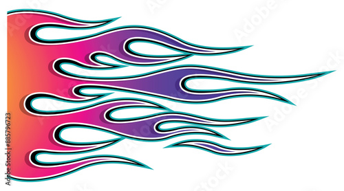 Tribal fire flame race car body side vinyl sticker vector art image eps 10 file. Burning tires and flames sports car decal. Side decoration for car, auto, truck, boat, suv, motorcycle.