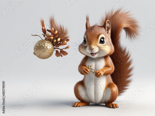cute 3d baby squirrel isolated on white background.