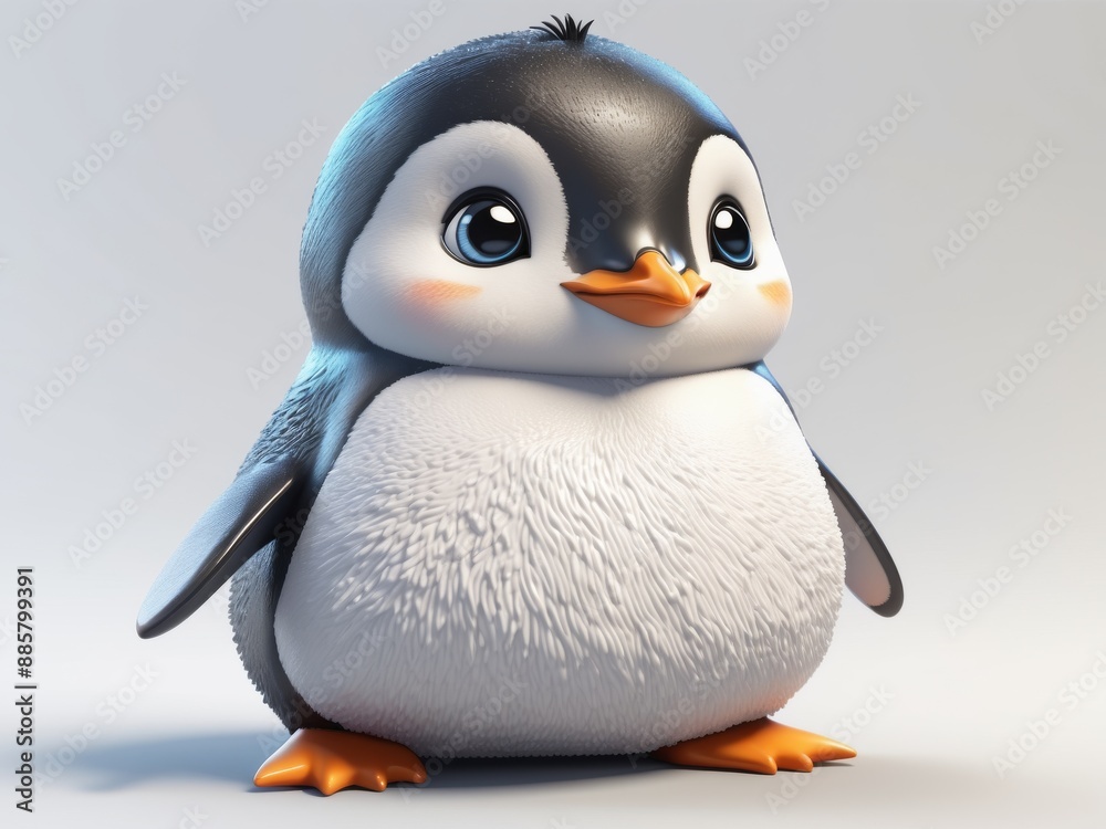 cute 3d baby penguin isolated on white background. cute 3d baby penguin isolated on white background.