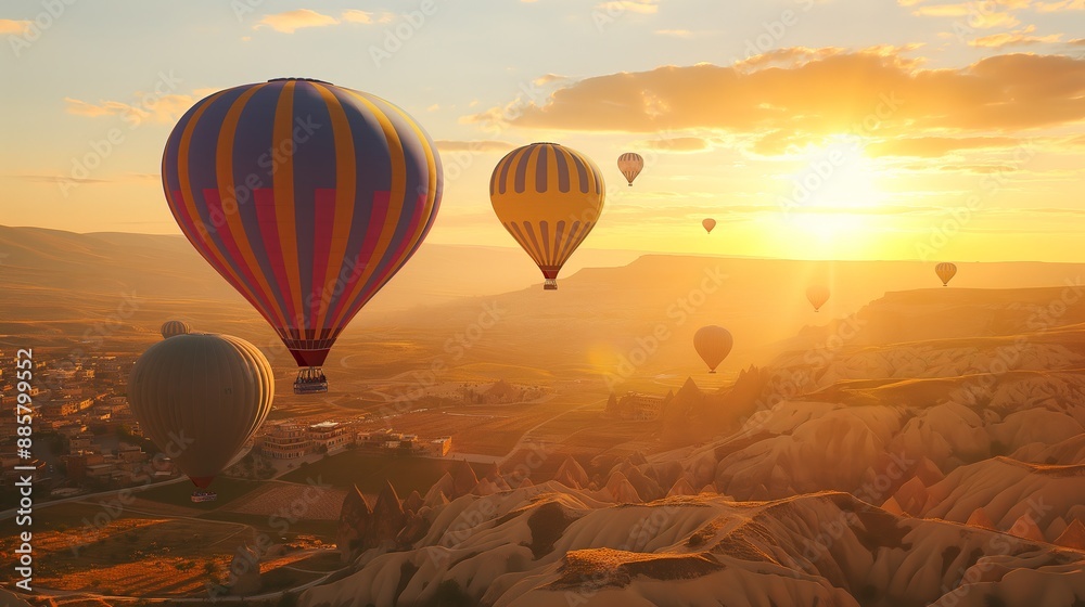 Fototapeta premium Balloons Over Majestic Mountains