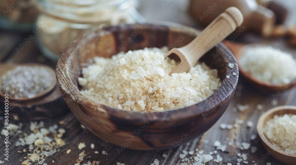Sea Salt in Wooden Bowl Sea Salt in Wooden Bowl