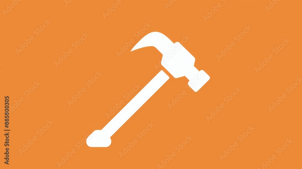 Silhouette of a hammer icon against an orange background, typically representing tools or construction work. Silhouette of a hammer icon against an orange background, typically representing tools or construction work.