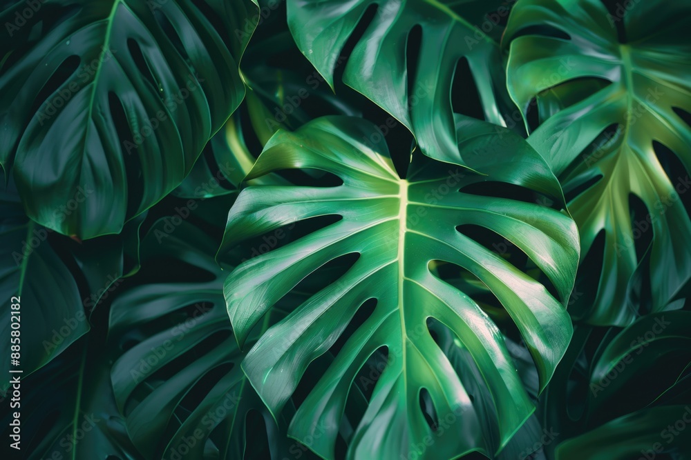 A detailed view of a big green leaf with intricate veins and edges A detailed view of a big green leaf with intricate veins and edges