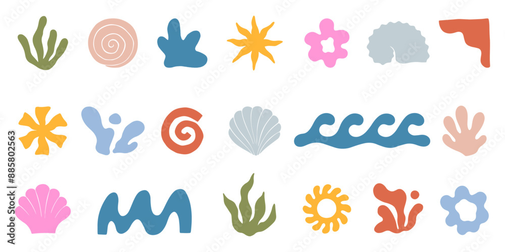 © Xenia Artwork - Vector set of abstract summer doodles.Hand drawn organic shapes and forms.Modern elements in trendy naive simple style for banners,social media marketing,branding,packaging, covers, prints © Xenia Artwork - Vector set of abstract summer doodles.Hand drawn organic shapes and forms.Modern elements in trendy naive simple style for banners,social media marketing,branding,packaging, covers, prints