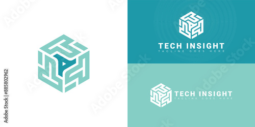 Abstract initial hexagon letter TI or IT logo in blue color isolated on multiple background colors. The logo is suitable for internet and technology business logo design inspiration templates.