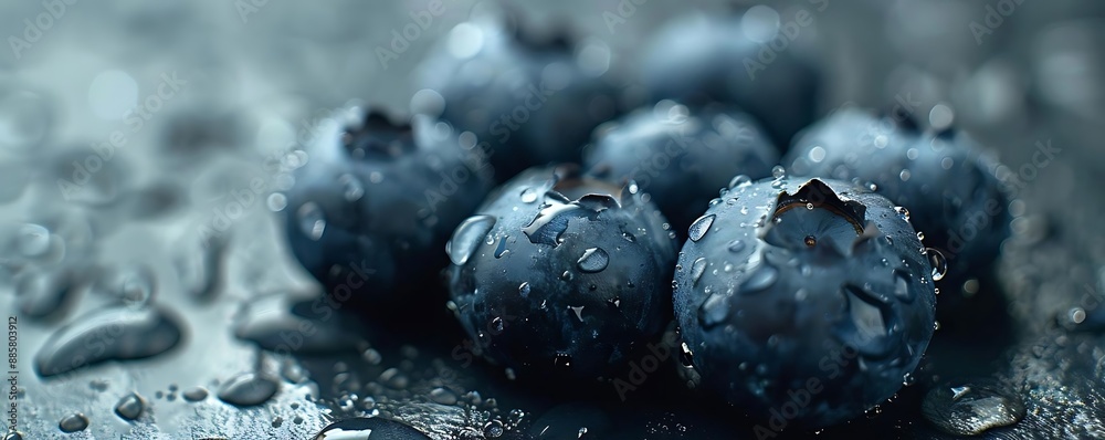 custom made wallpaper toronto digitalClose-up of Dewy Blueberries on a Dark Background - Realistic Image