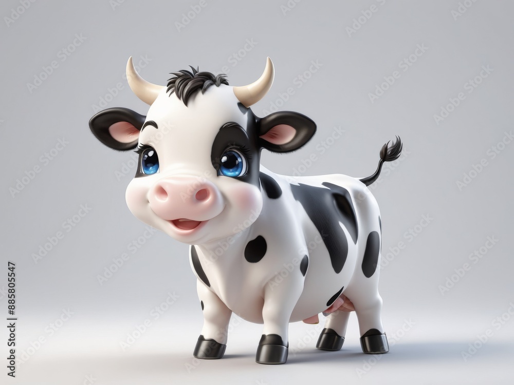 cute 3d baby cow isolated on white background.