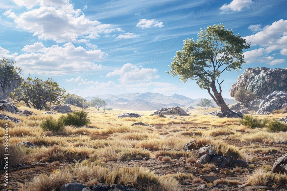 Obraz premium A single tree standing alone in the middle of a vast desert landscape