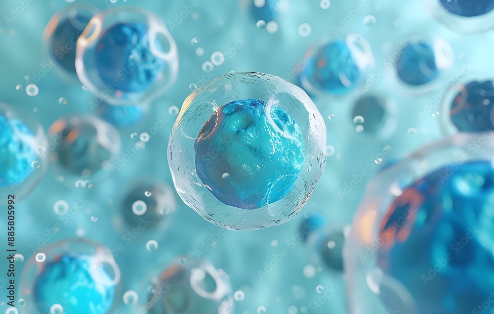 3D Render of Blue Cells Medical Science 3D Render of Blue Cells Medical Science
