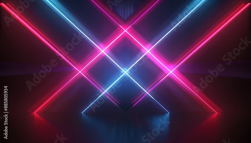 Abstract Neon X Shape Glowing Lines