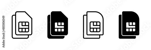 Sim card icon vector isolated on white background. Mobile slot icon. Mobile cellular phone sim card chip.