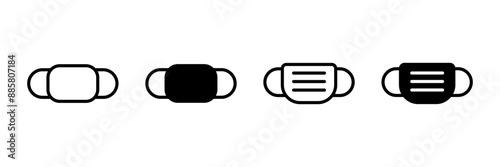 Mask icon vector isolated on white background. Man face with mask icon. Safety breathing masks. Industrial safety N95 mask. Medical mask vector icon.