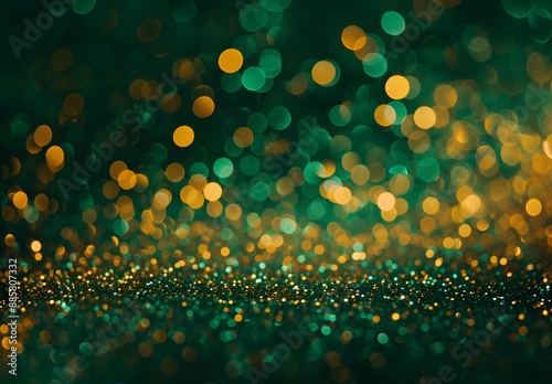 Green & Gold Glitter Bokeh Background