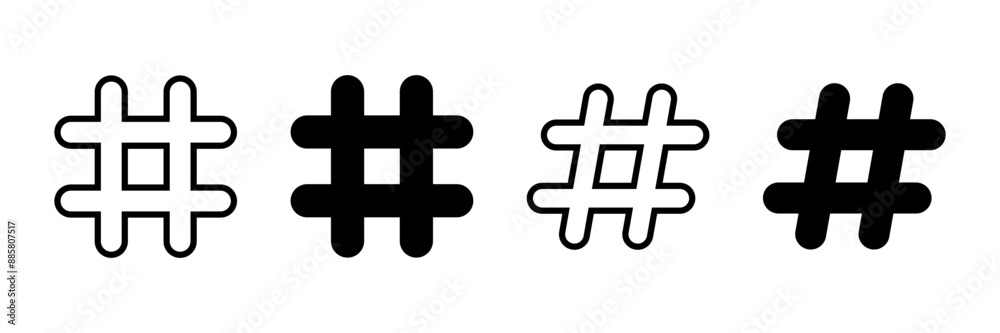 Fototapeta premium Hashtag icon vector isolated on white background. hashtag vector icon