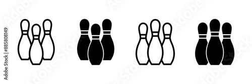 Bowling game Pin Icon vector isolated on white background. Bowling icon, ball and pin