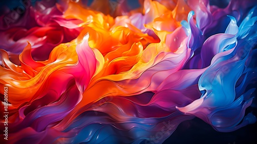 Dynamic Abstract Fluid Painting with Bold Colorful Patterns Creating a Vibrant and Eye-Catching Visual Experience