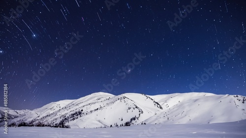 snowy mountain midnight