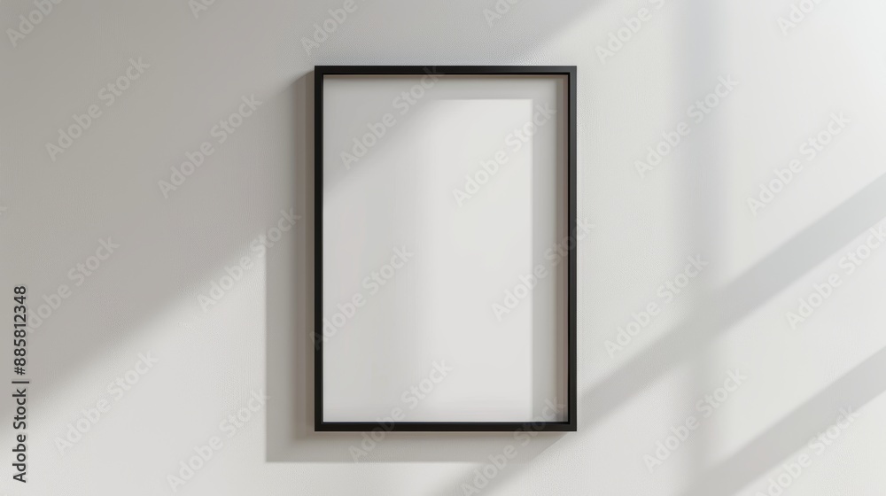 Elegant Minimalist Black Frame on White Wall Modern Interior Design Concept Elegant Minimalist Black Frame on White Wall Modern Interior Design Concept