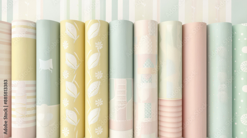 A digital illustration of a vertical stack of colorful books, each book with unique pastel colors and patterns on the spines, arranged neatly against a white background A digital illustration of a vertical stack of colorful books, each book with unique pastel colors and patterns on the spines, arranged neatly against a white background
