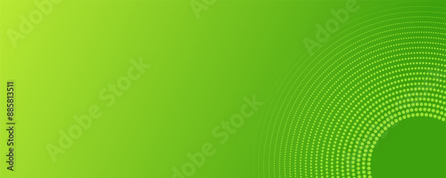 Abstract green gradient vector banner. Halftone dotted minimal contemporary long background