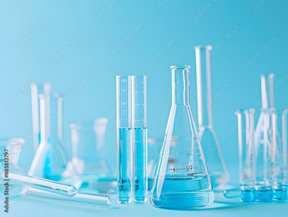 Laboratory Glassware and Blue Liquid