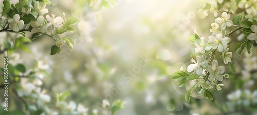 Pastel Floral Background with Apple Blossoms