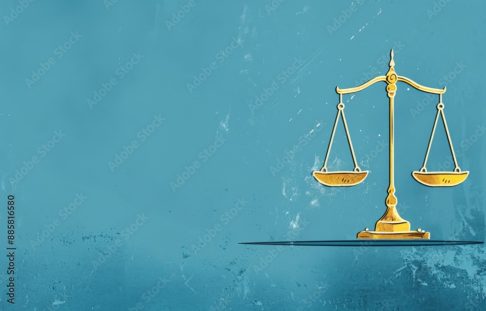 Scales of Justice on Blue Background. Minimalist Law and Justice Concept. Scales of Justice on Blue Background. Minimalist Law and Justice Concept.