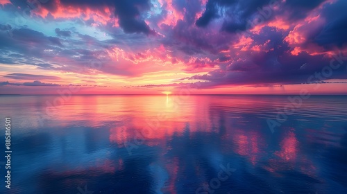 Lake Michigan Sunset with Dramatic Clouds