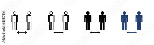 Social distance icon set. social distancing icon. self quarantine sign