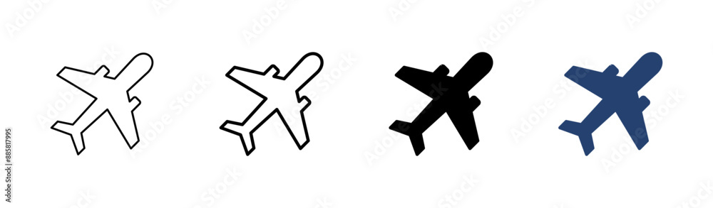 Plane icon set. Airplane icon vector. Flight transport symbol. Travel illustration. Holiday symbol