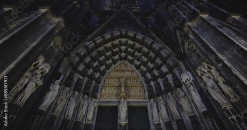 Night View Of The Gothic Cologne Cathedral, Cologne, Germany
