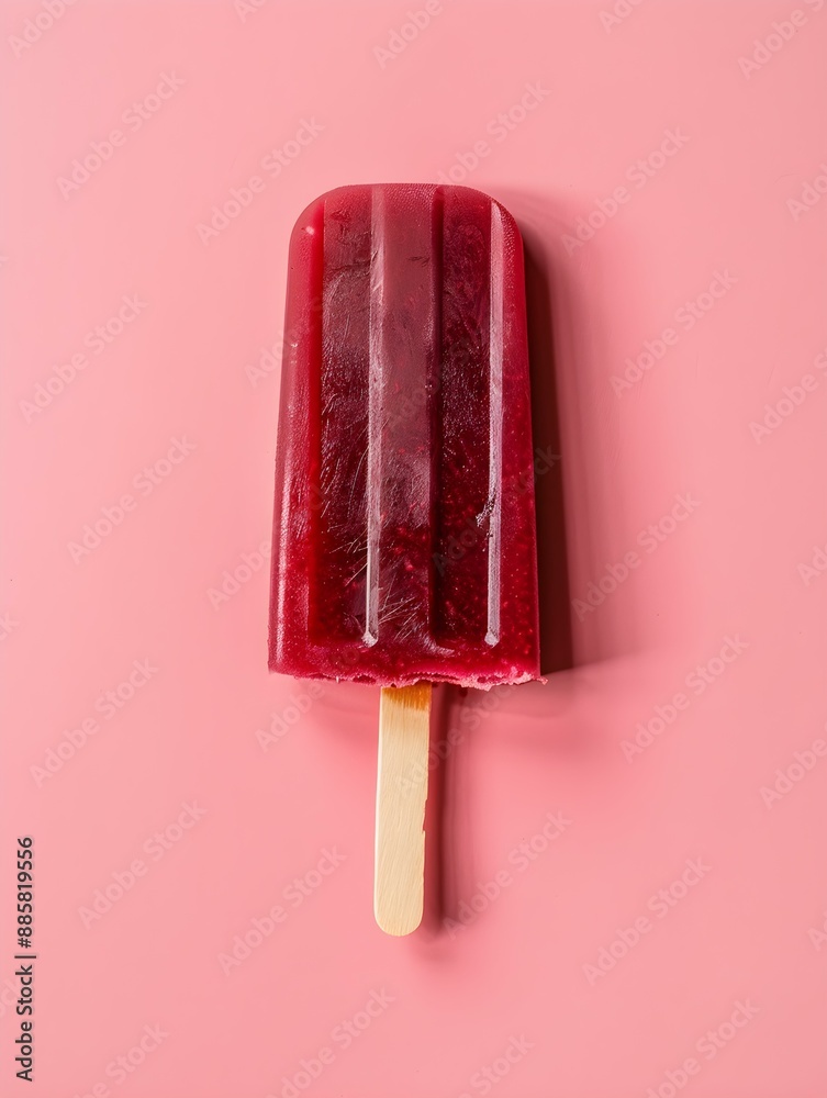 Dark Red Popsicle on a summery pink Background with Copy Space Dark Red Popsicle on a summery pink Background with Copy Space