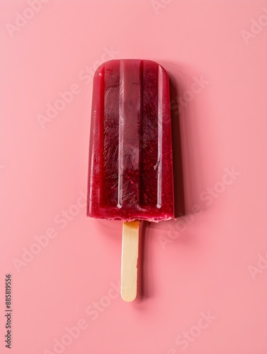 Dark Red Popsicle on a summery pink Background with Copy Space