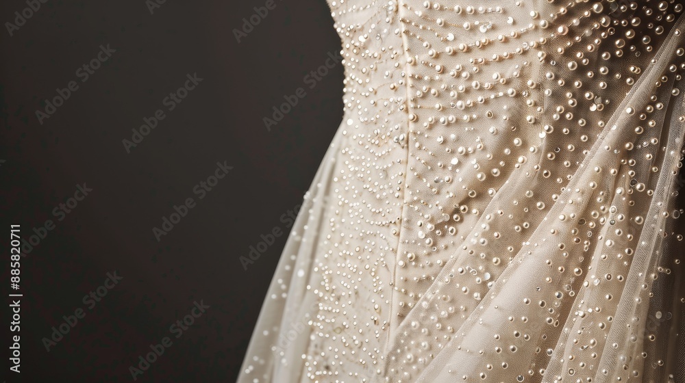 Obraz premium Elegant 1920s evening gown with intricate embellishments, classic flapper style adorned with beads and sequins, exuding timeless glamour