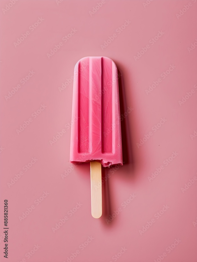 Hot Pink Popsicle on a summery pink Background with Copy Space Hot Pink Popsicle on a summery pink Background with Copy Space